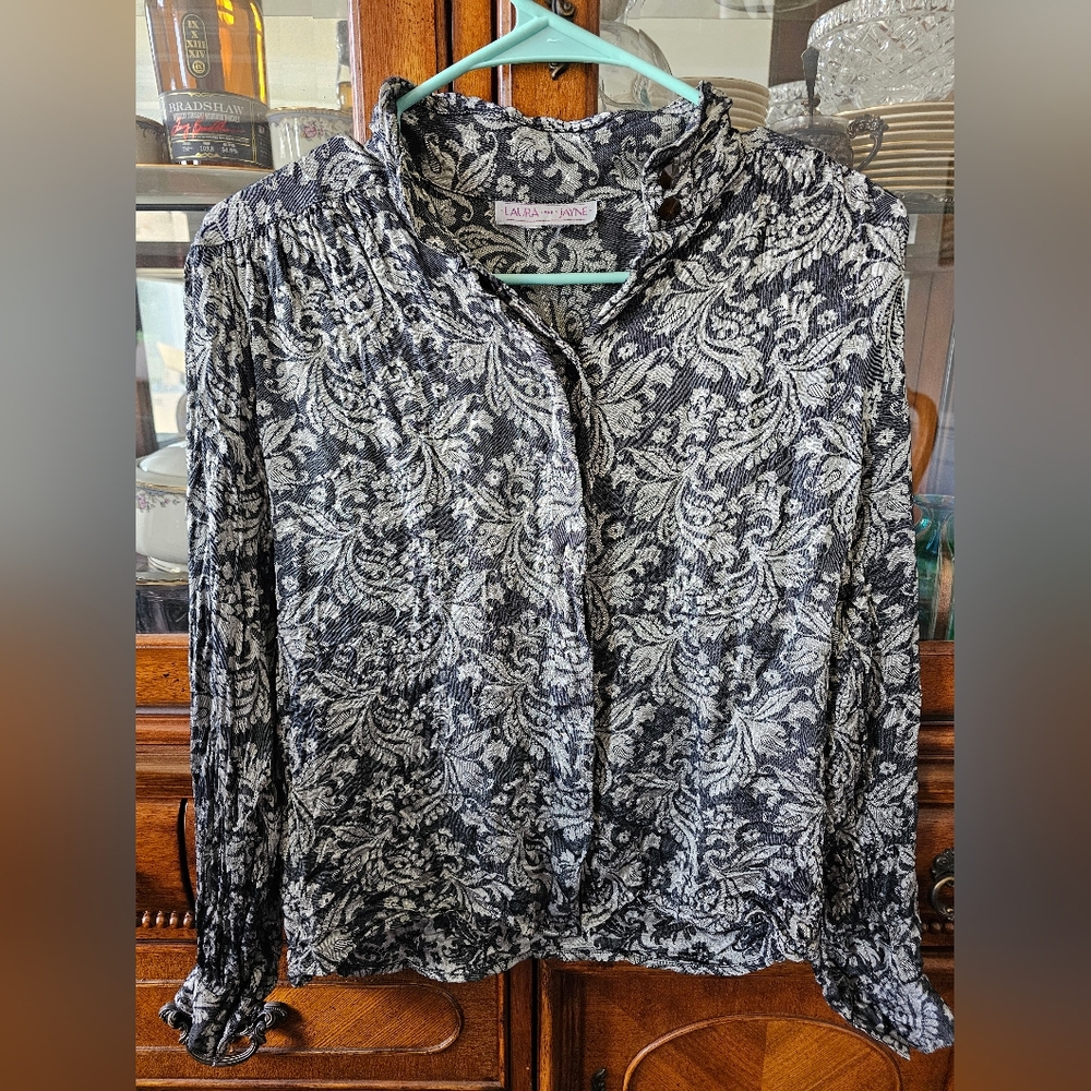 Vintage Grey Paisley Button-Down